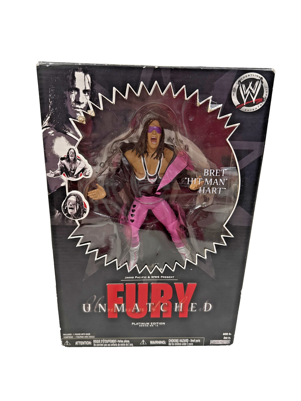 WWE Fury Unmatched Bret Hit Man Hart Action Figure JAKKS Pacific Pink New Boxed